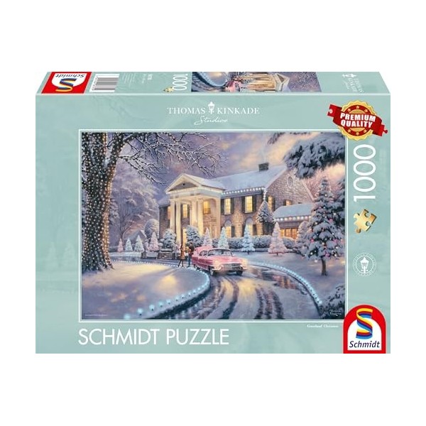 Schmidt Spiele 58781 Puzzle Thomas Kinkade Graceland Christmas 1000 pièces, Multicolore