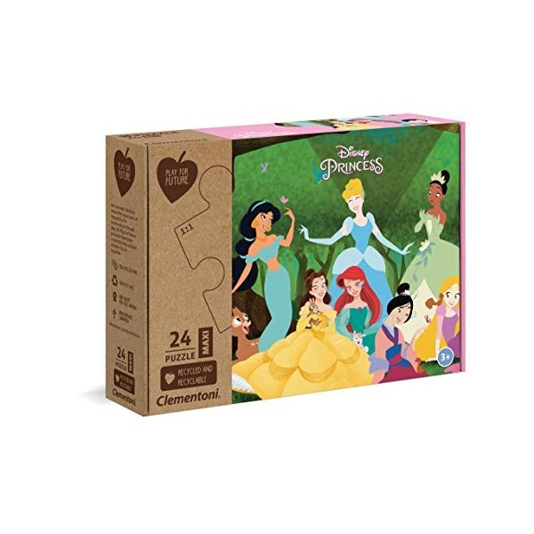 Clementoni- Puzzle Maxi Princesas 24pzs Disney Princess Play for Future Princess-24 pièces Enfant-matériaux 100% recyclés-fab