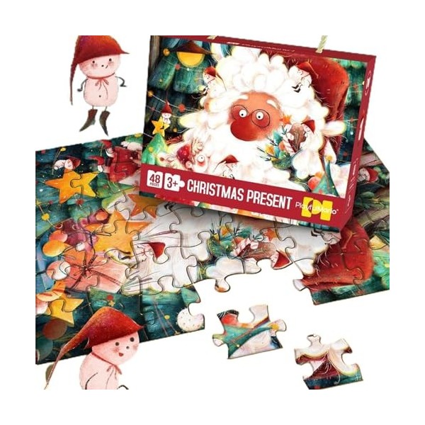 UEMIS Puzzle de Noël de Dessin animé - Puzzle de Dessin animé décoratif pour Noël | Jouets de développement pour la Maison, s