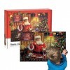 Kirdume Puzzles en Carton de Noël - Puzzle du Père Noël,1000 pièces Noël Père Noël Cadeau Nuit Puzzles familiaux pour, Filles