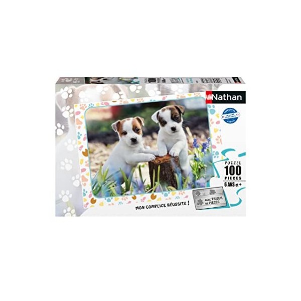 Nathan - Puzzle Enfant - 100 pièces - Les petits Jack Russell - Pour enfants dès 6 ans - Puzzle de qualité supérieure - Carto