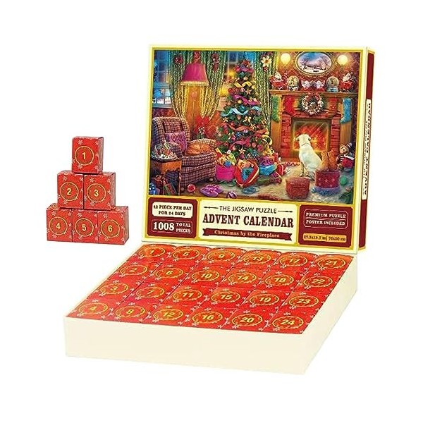 Rianpesn Puzzle LNoël 2023, 1000 Pièces Puzzle Noël pour Adulte Et Enfant, Cadeau Compte À Rebours Noël 24 Jours, Cadeau Noe