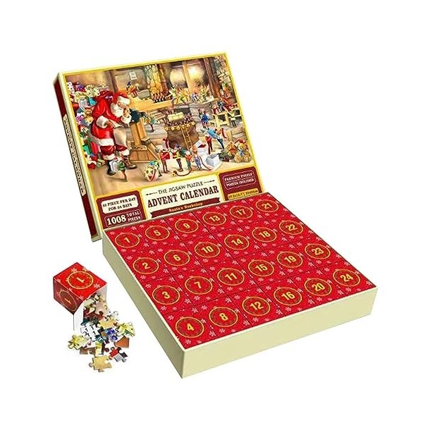 Rianpesn Puzzle LNoël 2023, 1000 Pièces Puzzle Noël pour Adulte Et Enfant, Cadeau Compte À Rebours Noël 24 Jours, Cadeau Noe