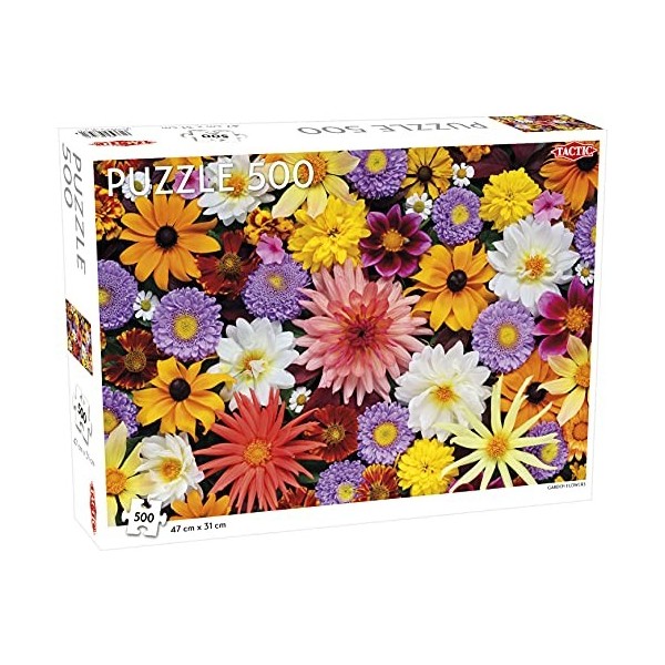 Tactic Games- Puzzle de 500 pièces : Fleurs de Jardin, 56747, Multicolore