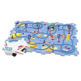 CHEWYZ Puzzle de Piste, Puzzle éducatif PP, Piste de Puzzle de Voiture électrique sans bavures, Planche de Puzzle de véhicule