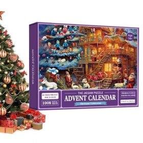 Calendrier de lAvent 2023 Puzzles | Puzzle 24 pièces 1008 pièces, cadeau pour le compte à rebours jusquà Noël | Célébration