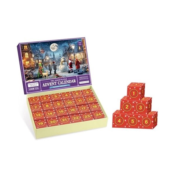 Calendrier de lAvent 2023 Puzzles | Puzzle 24 pièces 1008 pièces, cadeau pour le compte à rebours jusquà Noël | Célébration