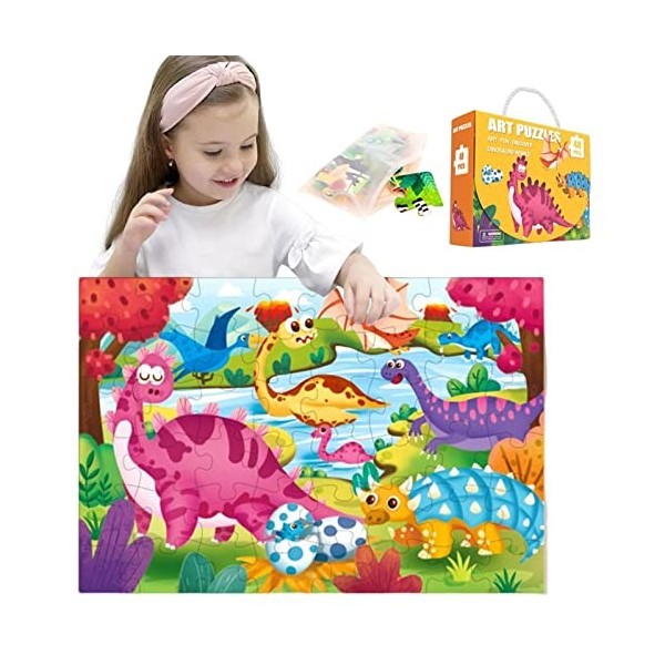 Wukesify Puzzles danimaux pour Enfants | 48 pièces Puzzles pour Tout-Petits - avec Sac à Fermeture éclair Version sécurité P