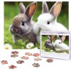 Puzzle de 500 pièces pour adultes - Deux petits lapins mignons - Puzzle cool - Puzzle de Noël - Cadeau pour la famille - Tail