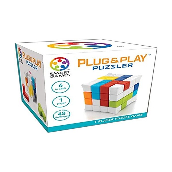 Smart Games - Plug & Play Puzzler, 1 Player Puzzle Game with 48 Challenges, 6+ Years, 8 x 8 x 8 cm