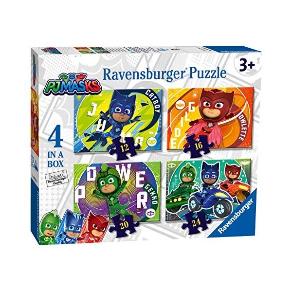 Ravensburger PJ Masks – Puzzle de 10,2 cm 12, 16, 20, 24 pièces pour Enfants à partir de 3 Ans, 5058, 0