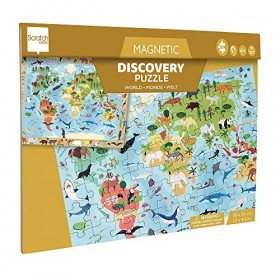 Carletto Deutschland- Scratch 276181230 Magnétique Enfant à partir de 4 Ans Puzzle 2 en 1 et Découvrir Motif Carte du Monde 8