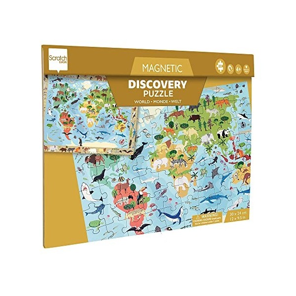 Carletto Deutschland- Scratch 276181230 Magnétique Enfant à partir de 4 Ans Puzzle 2 en 1 et Découvrir Motif Carte du Monde 8