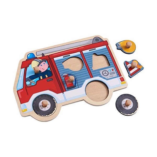 HABA- Puzzle Camion de Pompiers Feuerwehr, 304594, Multicolore