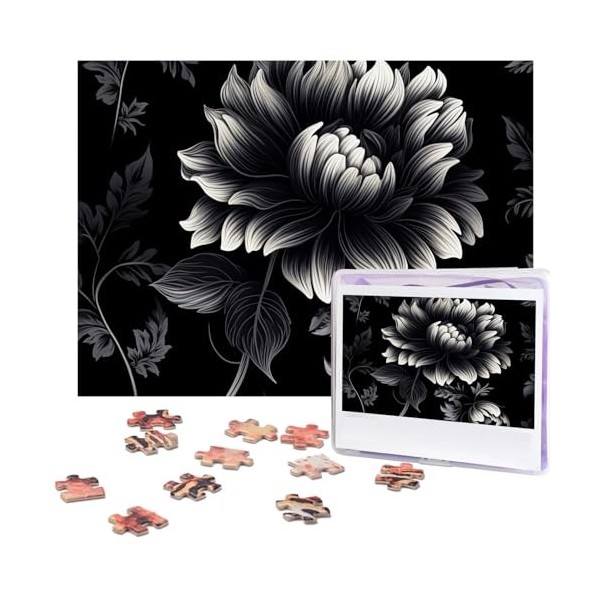 Puzzle de 500 pièces pour adultes - Noir, blanc, bleu sarcelle, gris, rose - Puzzle animal cool - Puzzle de Noël - Cadeau pou