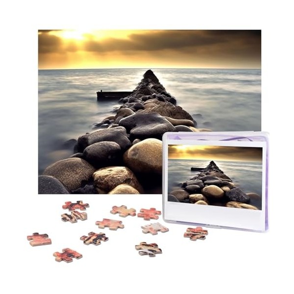 Puzzle de 500 pièces pour adultes - Noir, blanc, bleu sarcelle, gris, rose - Puzzle animal cool - Puzzle de Noël - Cadeau pou