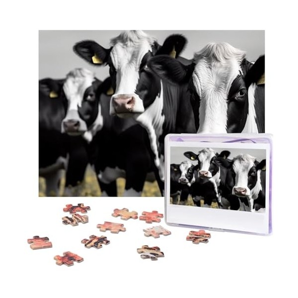 Puzzle de 500 pièces pour adultes - Noir, blanc, bleu sarcelle, gris, rose - Puzzle animal cool - Puzzle de Noël - Cadeau pou