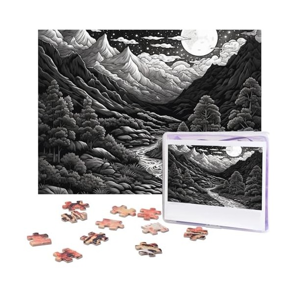 Puzzle de 500 pièces pour adultes - Noir, blanc, bleu sarcelle, gris, rose - Puzzle animal cool - Puzzle de Noël - Cadeau pou