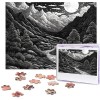 Puzzle de 500 pièces pour adultes - Noir, blanc, bleu sarcelle, gris, rose - Puzzle animal cool - Puzzle de Noël - Cadeau pou