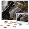 Puzzle de 500 pièces pour adultes - Texture marbre noir - Puzzle doré - Animal cool - Puzzle de Noël - Cadeau pour la famille