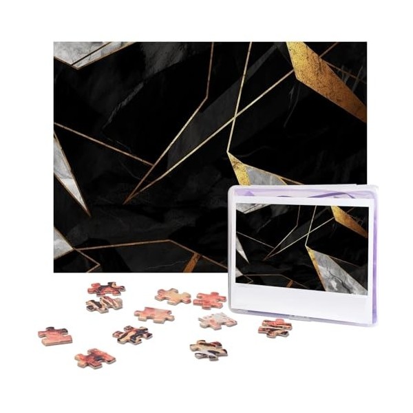Puzzle de 500 pièces pour adultes - Texture marbre noir - Puzzle doré - Animal cool - Puzzle de Noël - Cadeau pour la famille