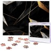 Puzzle de 500 pièces pour adultes - Texture marbre noir - Puzzle doré - Animal cool - Puzzle de Noël - Cadeau pour la famille