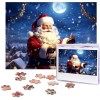 Puzzle 500 pièces pour adultes hiver Noël Père Noël Puzzle Cool Animal Noël Puzzle cadeau pour la famille Taille 52 x 38 cm