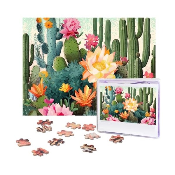 Puzzle de 500 pièces pour adultes - Cactus floral dété - Puzzle cool animal de Noël - Puzzle cadeau pour la famille - Taille