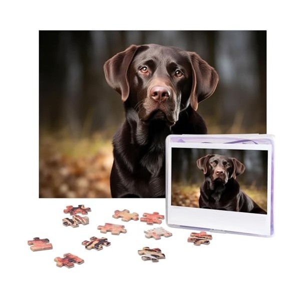 Puzzle 500 pièces pour adultes Labrador retriever Puzzle Cool Animal Noël Puzzle Cadeau pour la famille Taille 52 x 38 cm