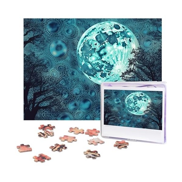 Puzzle 500 pièces pour adultes Fleur bleue Puzzle Cool Animal Noël Puzzle Cadeau pour la famille Taille 52 x 38 cm