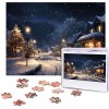 Puzzle 500 pièces pour adultes Planche en bois Dessert Puzzle Cool Animal Noël Puzzle Cadeau pour la famille Taille 52 x 38 c