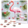 Puzzle 500 pièces pour adultes Flamant rose blanc Puzzle Cool Animal Noël Puzzle Cadeau pour la famille Taille 52 x 38 cm