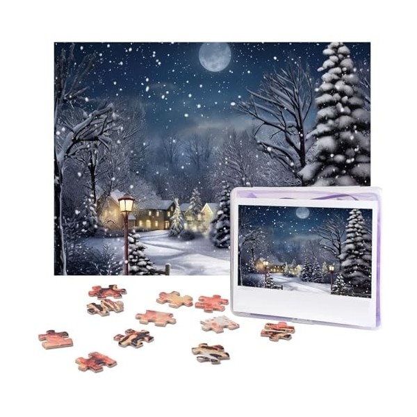 Puzzle de 500 pièces pour adultes - Nuit dhiver - Puzzle animal cool - Puzzle de Noël - Cadeau pour la famille - Taille 52 x