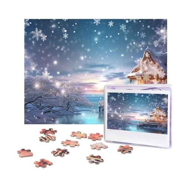 Puzzle de 500 pièces pour adultes - Nuit dhiver - Puzzle animal cool - Puzzle de Noël - Cadeau pour la famille - Taille 52 x