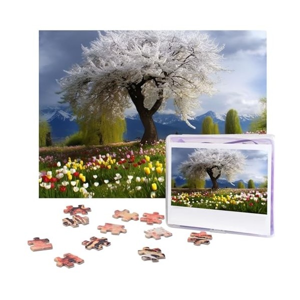 Puzzle 500 pièces pour adultes Arbre avec oiseaux sur balançoire Puzzle Cool Animal Noël Puzzle Cadeau pour la famille Taille