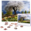 Puzzle 500 pièces pour adultes Arbre avec oiseaux sur balançoire Puzzle Cool Animal Noël Puzzle Cadeau pour la famille Taille