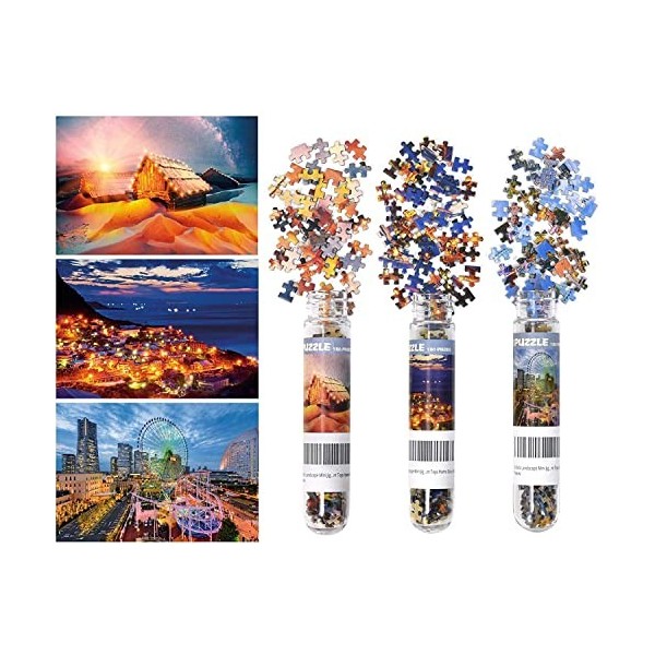 Lot de 3 Mini Puzzles de 150 pièces pour Adultes - 15,2 x 10,2 cm - Jouets de Divertissement pour la Maison - Puzzles de déco