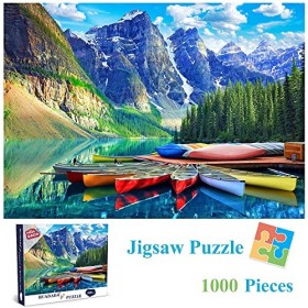HUADADA Puzzles de 1000 pièces pour adultes – Moraine Lake Canoës – Puzzles 1000 pièces Paysage nature pour adultes et enfant