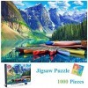HUADADA Puzzles de 1000 pièces pour adultes – Moraine Lake Canoës – Puzzles 1000 pièces Paysage nature pour adultes et enfant