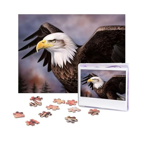 Puzzle de 500 pièces pour adultes - Aigle à tête blanche - Puzzle cool animal de Noël - Puzzle cadeau pour la famille - Taill