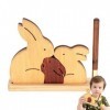 Ceolup Décor de Lapin en Bois, Figurine de Lapin en Bois | 3 pièces Lapins Puzzle Animal Mignon et décor de Bureau - Décorati