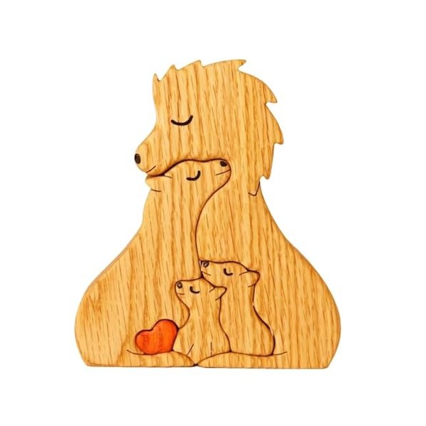 Leryveo Puzzle Familial de Lion en Bois personnalisé | 1-8 Puzzle dart de Coeur de nom de Famille | Pièces de Puzzle en Form