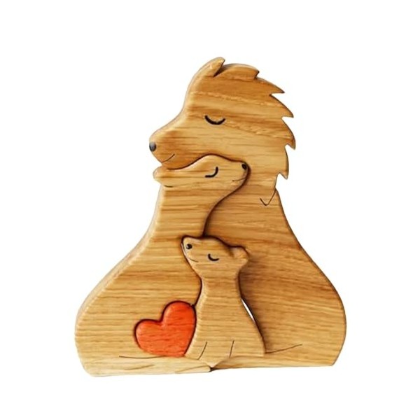 Leryveo Puzzle Familial de Lion en Bois personnalisé | 1-8 Puzzle dart de Coeur de nom de Famille | Pièces de Puzzle en Form