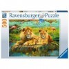 Ravensburger - Puzzle Adulte - Puzzle 500 p - Lions dans la savane - 16584