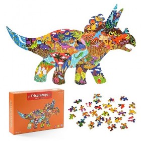 Puzzle de Dinosaure pour Enfants, 150 Pièces Triceratops Puzzle Jigsaw, Montessori Éducatif Jouets Cadeaux pour Les Filles Ga