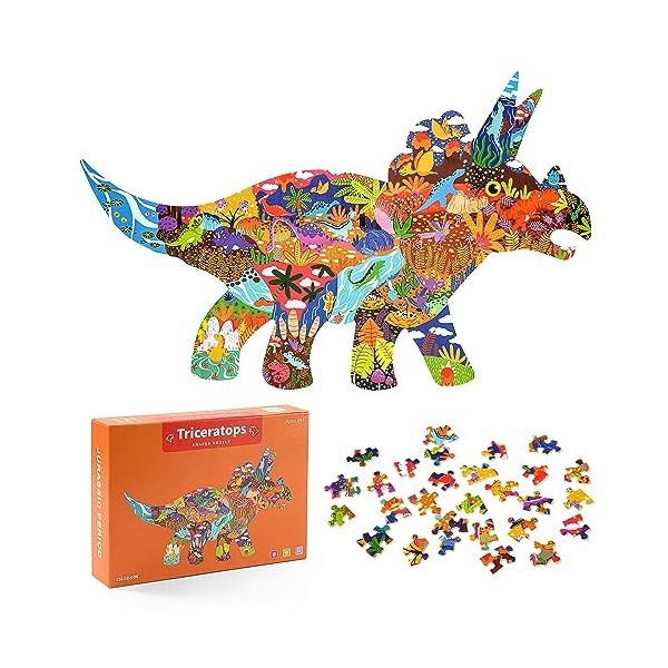 Puzzle de Dinosaure pour Enfants, 150 Pièces Triceratops Puzzle Jigsaw, Montessori Éducatif Jouets Cadeaux pour Les Filles Ga