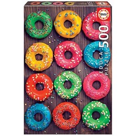 Educa - Puzzle de 500 pièces pour Enfants et Adultes des Beignets Colorés. Comprend Fix Puzzle Tail pour laccrocher Une Fois