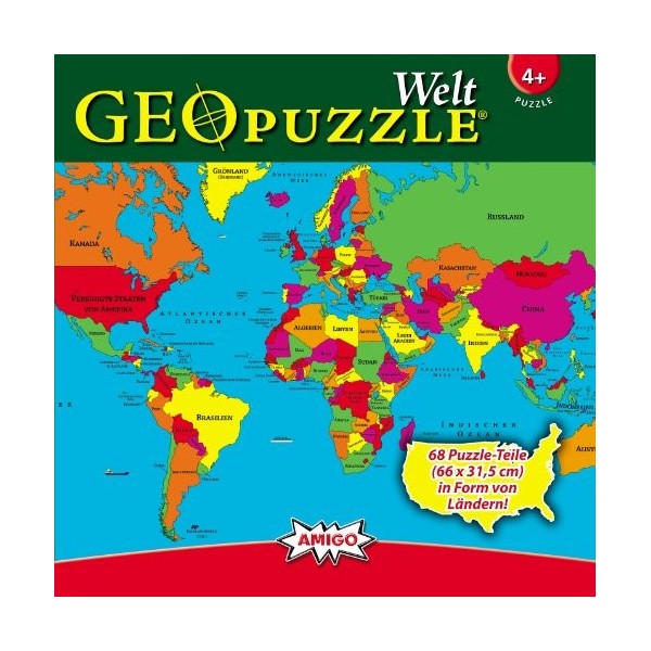 Amigo Spiel + Freizeit GEO 507 381 - GeoPuzzle - Monde, 36 Mois +