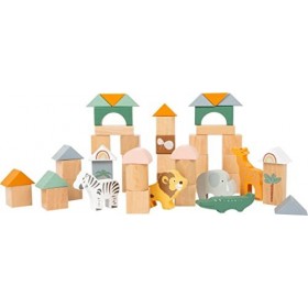 Small Foot 11699 Blocs de Construction en Bois Safari, Set avec des Motifs Animaux dans Une boîte de Stockage, à partir Toys