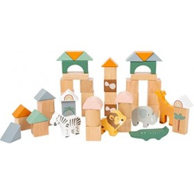 Small Foot 11699 Blocs de Construction en Bois Safari, Set avec des Motifs Animaux dans Une boîte de Stockage, à partir Toys